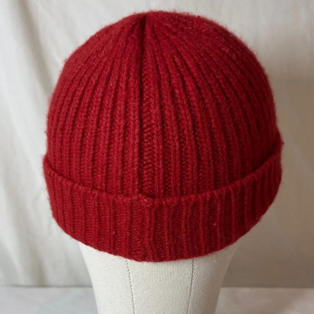 Coach Red Lambswool Blend Knit Beanie. OS.